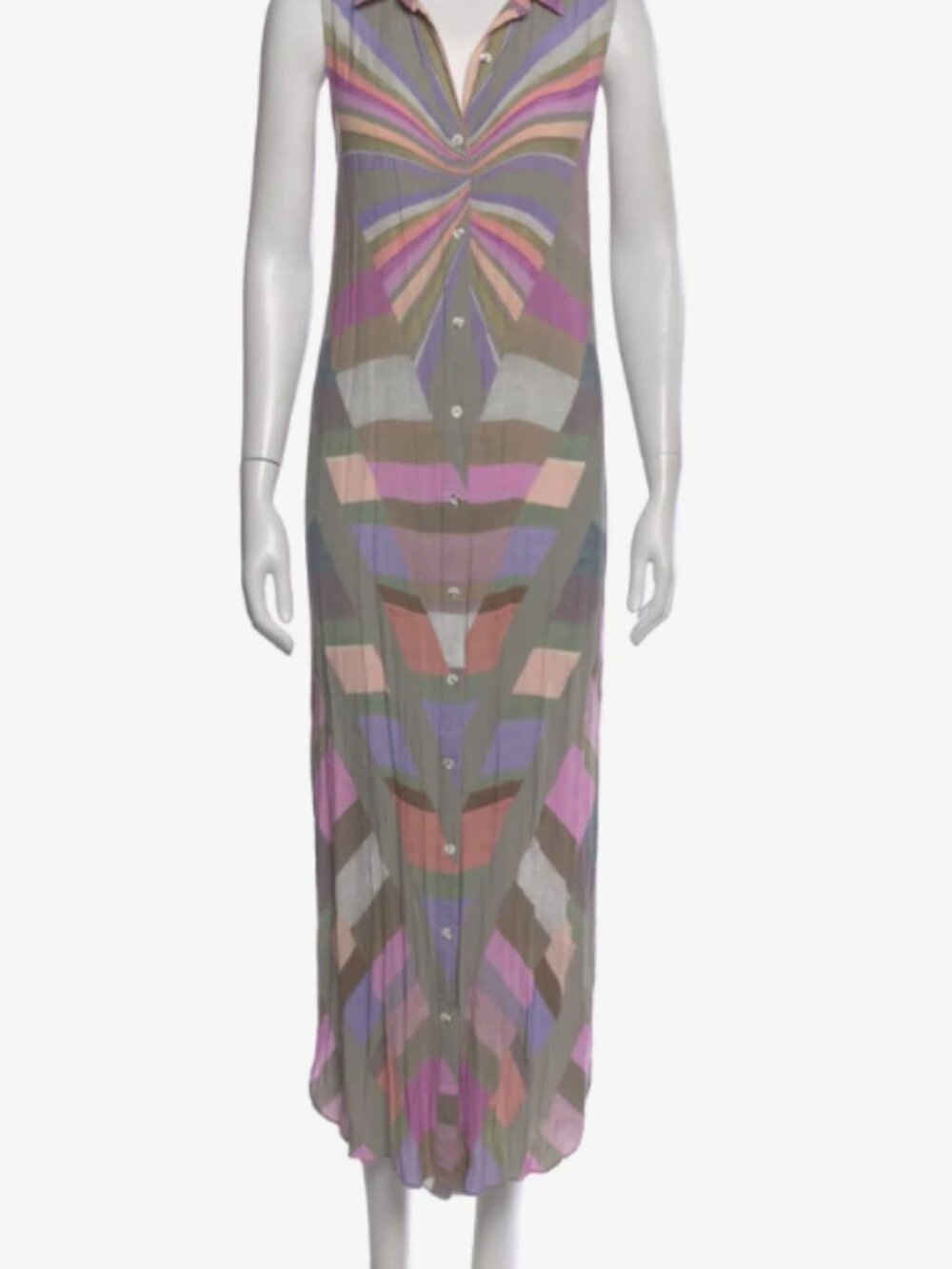 Mara Hoffman Geometric Print Maxi Dress in Gray, Purple and Pink